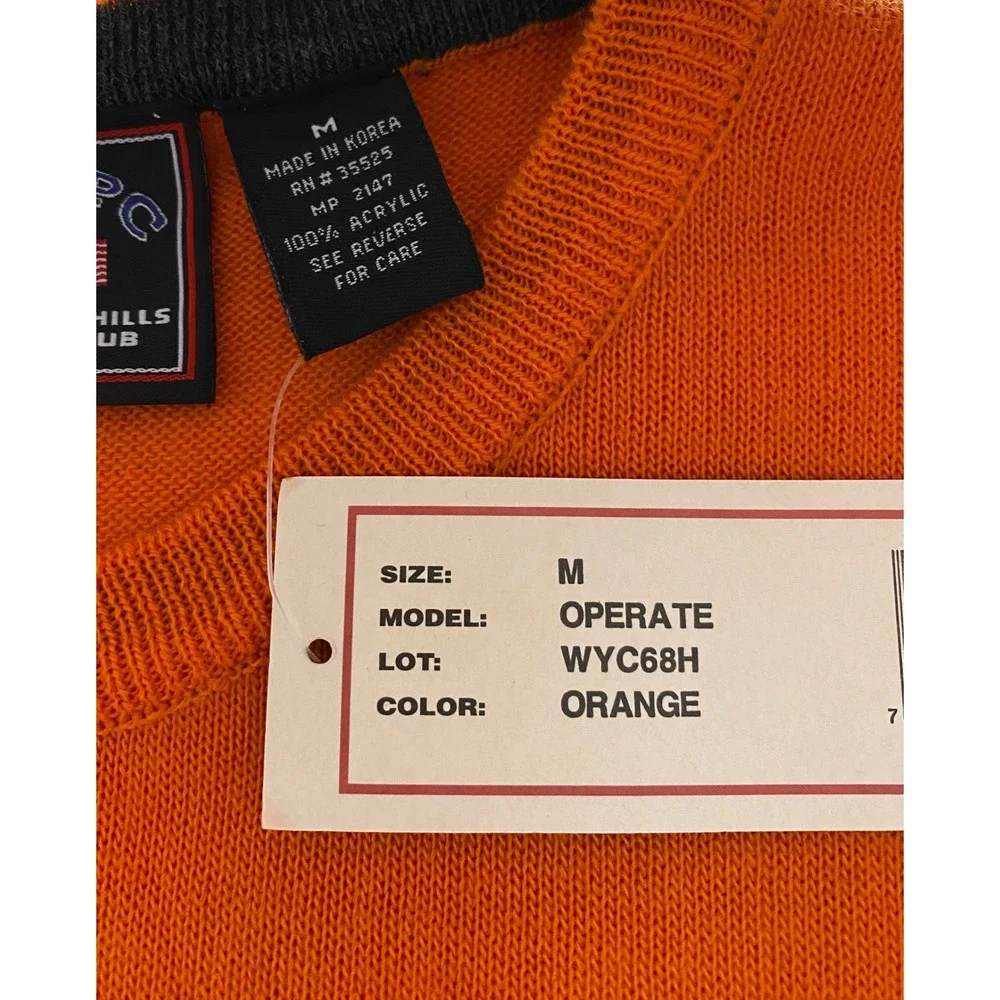 BHPC Beverly Hills Polo Club Orange‎ Gray Striped Knit T-Shirt Medium